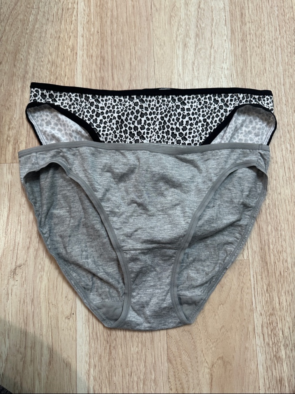 Felina Heather Gray + Black Leopard Bikini Panty Set Size M